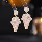Zircon Inlaid Ice Cream Earrings, S925 Silver Needle, Women's Creative Jewelry
