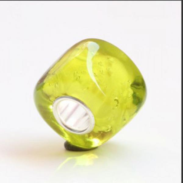 925 Sterling Silver Colorful 3D Square Bubbles Charm Glass Beads