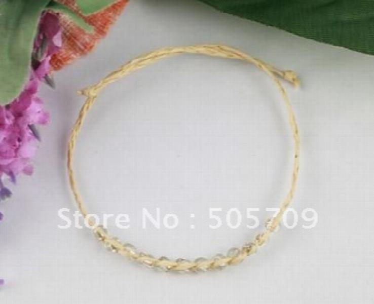 48PCS Clear Glass Seed Braided Raffia Wish Bracelets