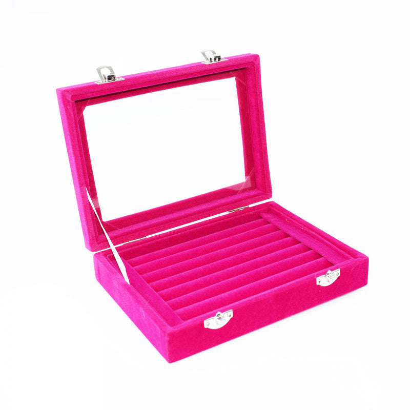 Velvet Display Case Box Earring Ring Organizer Jewelry Tray
