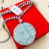 Natural Emerald Jade Dragon Zodiac Pendant Necklace