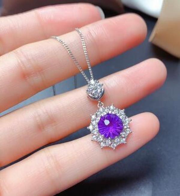 SHILOVEM Amethyst Pendant Necklace