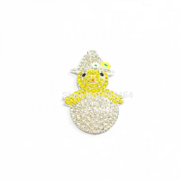 10pcs Easter Baby Duck/Chick Rhinestone Pendants