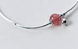 925 Silver Chime Bell & Strawberry Quartz Bracelet