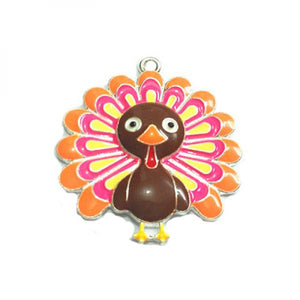 Enamel Zinc Alloy Turkey Pendants for Thanksgiving Necklace