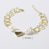925 Silver Pearl Bracelet with Heart Pendant