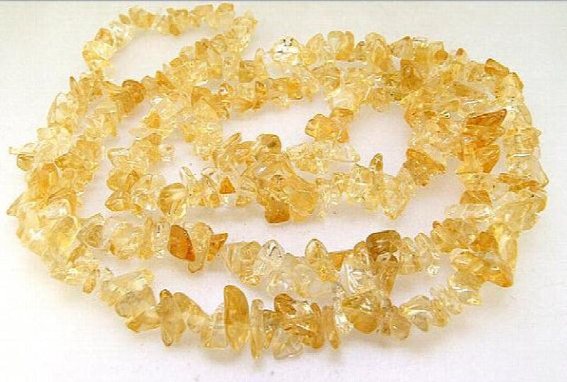 Long Natural Citrine Chip Quartz Crystal Beads 4X5MM34'' Full Strand