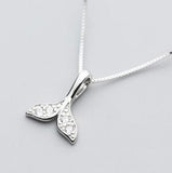 925 Silver Necklace Pendant with Diamonds Mermaid Tail
