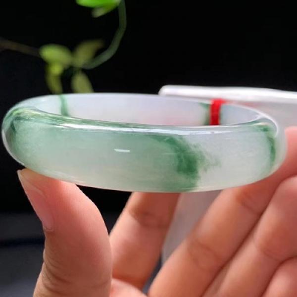 Zheru Jewelry Natural Burmese Jade Flower 54-64mm Bracelet