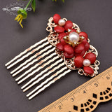 Glseevo Coral Hairpin Girl Birthday Party Wedding Pearl Headdress GH0048