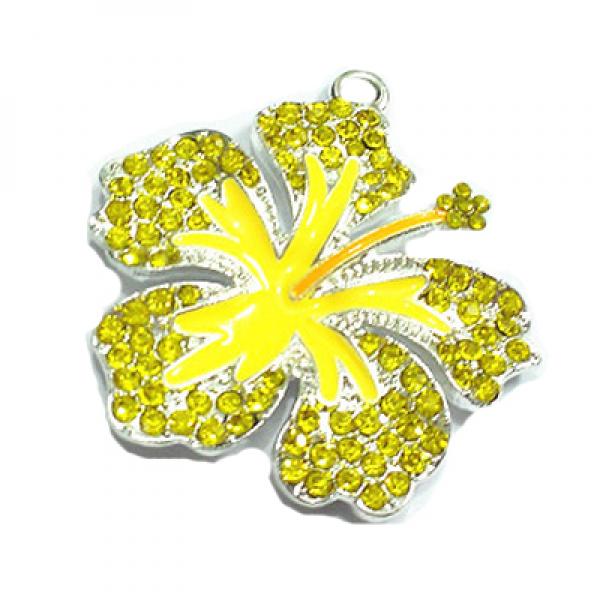 36mm Tropical Rhinestone Flower Pendants x10 for Easter Necklace