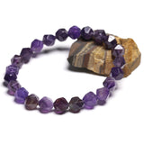Natural Amethyst Bracelet Cut Surface Couple Stone Bracelet