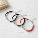 925 Silver Cowhide Rope Bracelet Chain for Couple