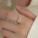 925 Silver Pearl Zircon Round Rings for Women Party Jewelry