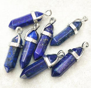 10pcs Lapis Lazuli Stone Hexagonal Column Necklace 32x8mm