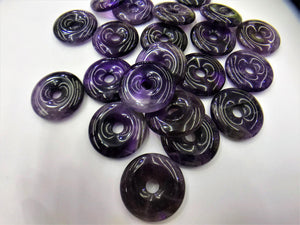 5pcs 30mm Dounts Natural Stone Beads Amethysts Pendant Necklace