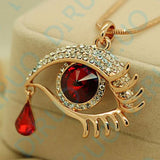 Rhinestone Peacock Tear Long Necklace for Women