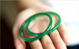 Brazil Natural Green Chalcedony Thin Strip Bracelet Fine Ice Jade CB02