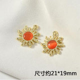 Opal Sun Shape Alloy Floating Locket Charms DIY Jewelry