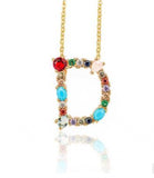 A-Z Letter Necklace Colored Zircon with Diamonds English Pendant Chain