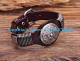 S542 Vintage Floral Studded Men's Leather Bracelet