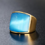 Men's Punk Stainless Steel Vintage Cat Eye Opal Ring