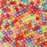 200pcs Mixed Letter Acrylic Beads 6mm Cube Spacer Alphabet Beads for DIY Jewelry