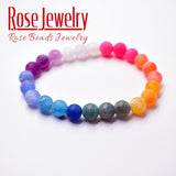 Colorful Frost Cracked Agates Bracelet Charm Spacer Beads Gift Women/Men