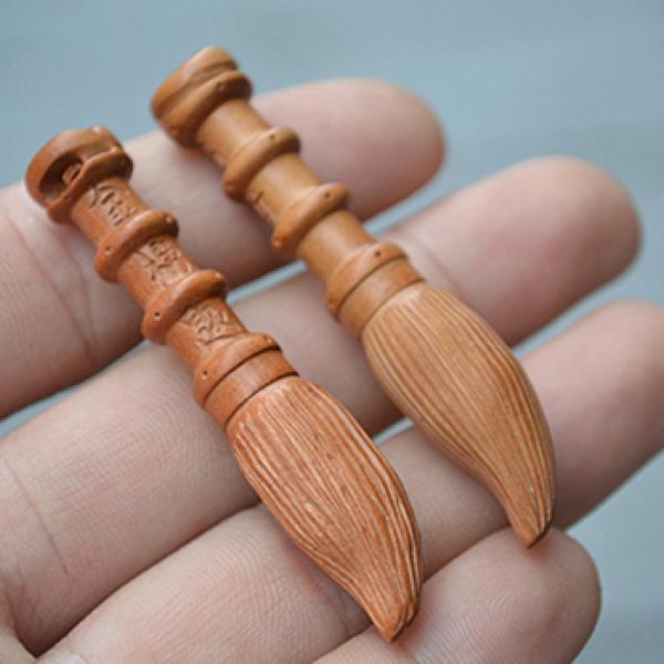 Sandalwood Peach Carved Engraved Wenchang Pen Pendant