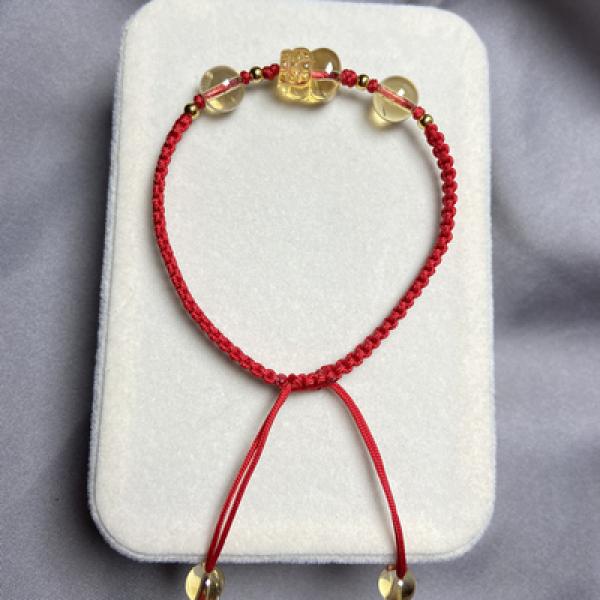 Yellow Crystal Citrine Pixiu Bracelet for Health Wealth Lucky