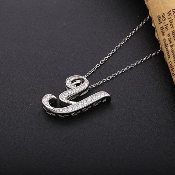 925 Sterling Silver Initial Y M Letter Necklace Long Chain Crystal Bulk