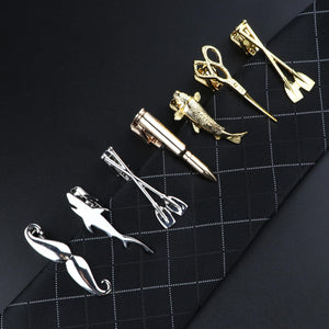 Men's Metal Necktie Saw Pen Wing Shark Scissors Airplane Ties Pin