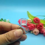 5 Sets 10*10mm Ball Square Glass Globe with Bronze/Silver Plated Ring Set