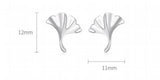 925 Silver Ginkgo Biloba Leaf Stud Earrings for Women