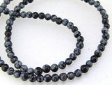 Charming Snowflake Jade Round 4mm Gemstone Loose Beads 15'' Strand
