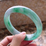 Zheru Jewelry Natural Burmese Jade Two-Tone Green Bracelet