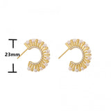 18K Plated Pearl Ear Studs with Zircon, Wedding Access