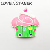 10pcs All Enamel Silvery Colorful Cupcake Pendants For Kids