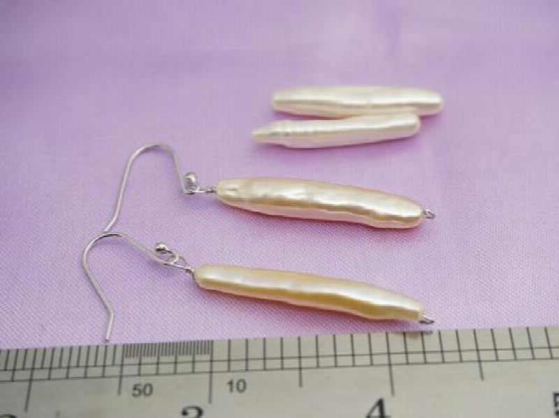 Toothpick Freshwater Pearl Earrings S925 Sterling Silver Dangle Earring
