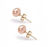 7mm Peach Pink AA Freshwater Pearl Stud Earrings