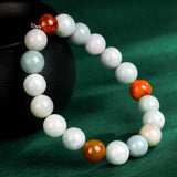 Natural Burmese Jadeite Three Round Bead Bracelet for Men and Women