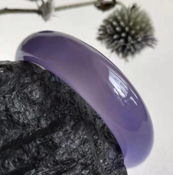 Zheru Agate Chalcedony 54-64mm Purple Bangle Princess Gift
