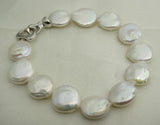 Huge Freshwater Pearl Bracelet Coin Pearl Jewelry Heart Clasp