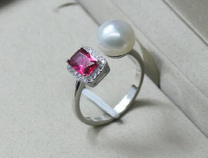 Freshwater Pearl Wedding Ring 9-10MM Natural Pearls Adjustable