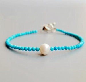 Turquoise Freshwater Pearl Beads Choker Necklace Natural Stone Jewelry For Women