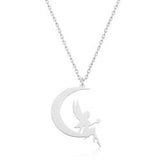 Silver Sitting Water Fairy Lady Necklace