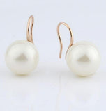 14MM Round Pearl Silver Drop Earrings for Women