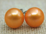 Orange Pearl Earring S925 Sterling Silver Stud Fine Jewelry Wedding