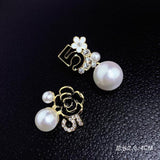 Rose Pearl Asymmetric Drop Earrings