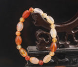 Natural Jade Hand & Red Beads Bangle Elastic Bracelet
